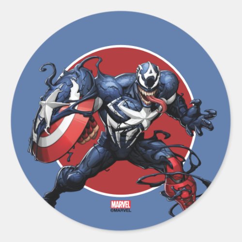 Venomized Captain America Classic Round Sticker