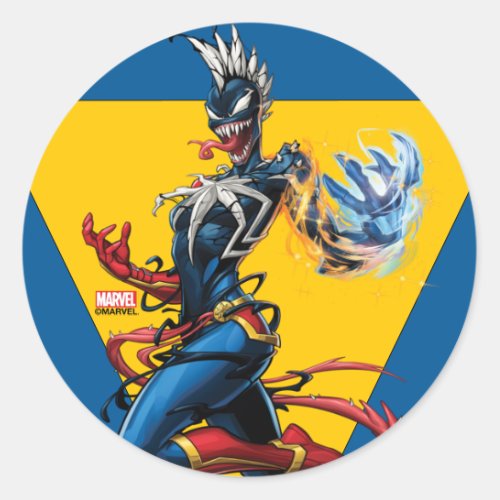 Venomized Captain Marvel Classic Round Sticker