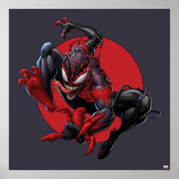 Venomized Spider-Man Miles Morales Fabric | Zazzle.com