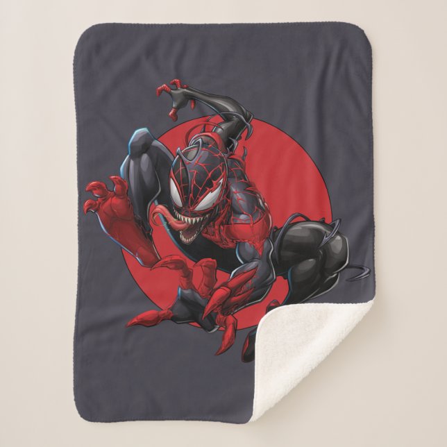 Venomized Spider-Man Miles Morales Sherpa Blanket (Front)