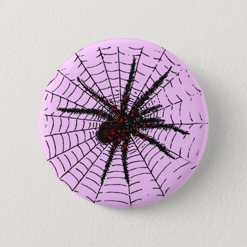 Venomous Black Spider Scary Insect Art Button