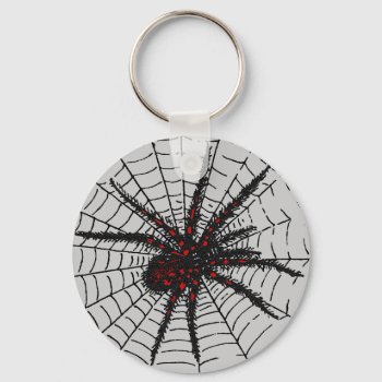 Venomous Black Spider Scary Insect Art Keychain by RavenSpiritPrints at Zazzle