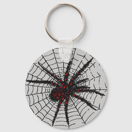 Venomous Black Spider Scary Insect Art Keychain