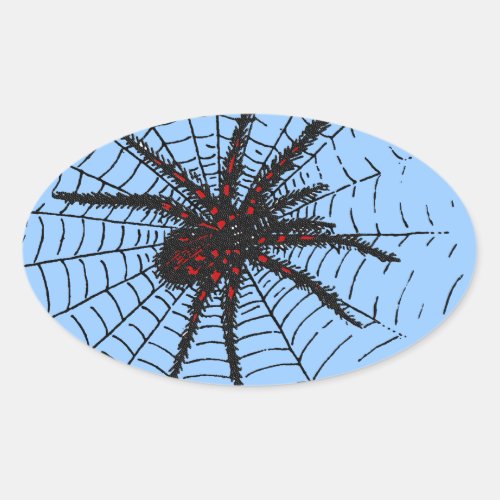 Venomous Black Spider Scary Insect Art Oval Sticker