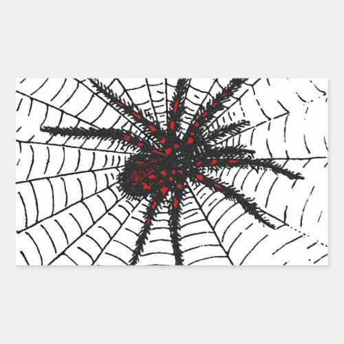 Venomous Black Spider Scary Insect Art Rectangular Sticker