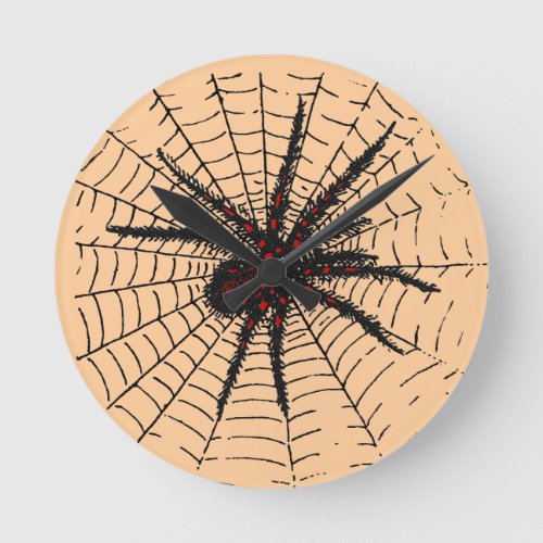 Venomous Black Spider Scary Insect Art Round Clock