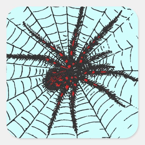 Venomous Black Spider Scary Insect Art Square Sticker