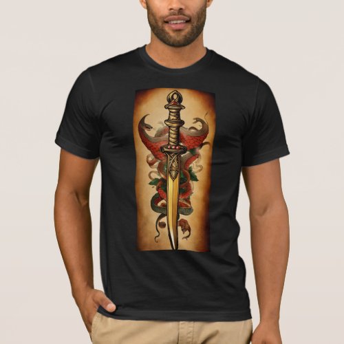 Venomous Embrace Snake  Dagger Tattoo t_shirt T_Shirt