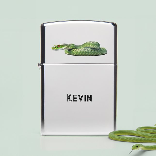 Venomous Green Snake With Your Name Zippo Lighter (Creator Uploaded)