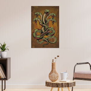 Venomous Multi-Headed Serpent Creature Poster