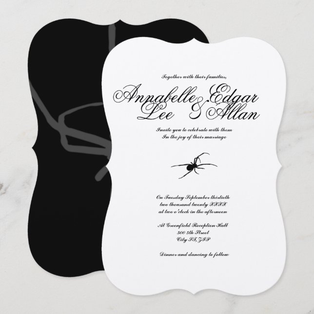 Venomous- Simply Elegant Gothic Wedding Invitation (Front/Back)
