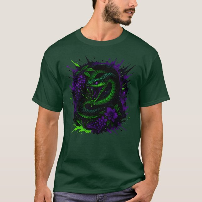 Venomous Snake Neon Gothic Art T-Shirt (Front)