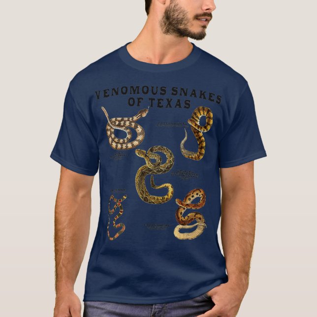 Venomous Snakes of Texas Rattlesnake Copperhead T-Shirt (Front)