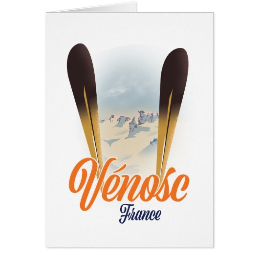 Vénosc, France Ski poster Cards (Front)