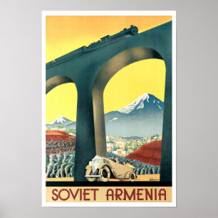 Ventage Art Deco Armenia Travel Tourism Poster