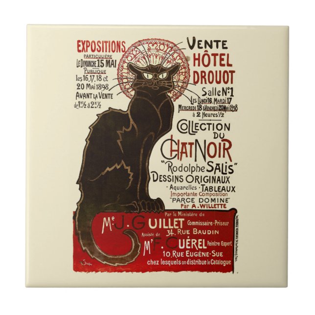 Vente Hôtel Drouot, Théophile-Alexandre Steinlen Ceramic Tile (Front)