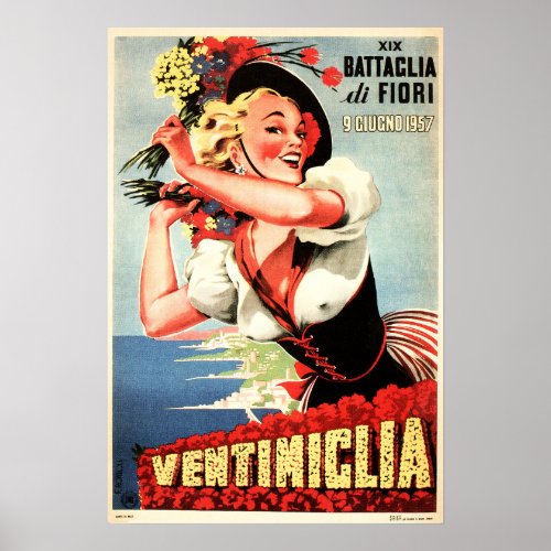 VENTIMIGLIA ITALY Festival Vintage Italian Travel Poster