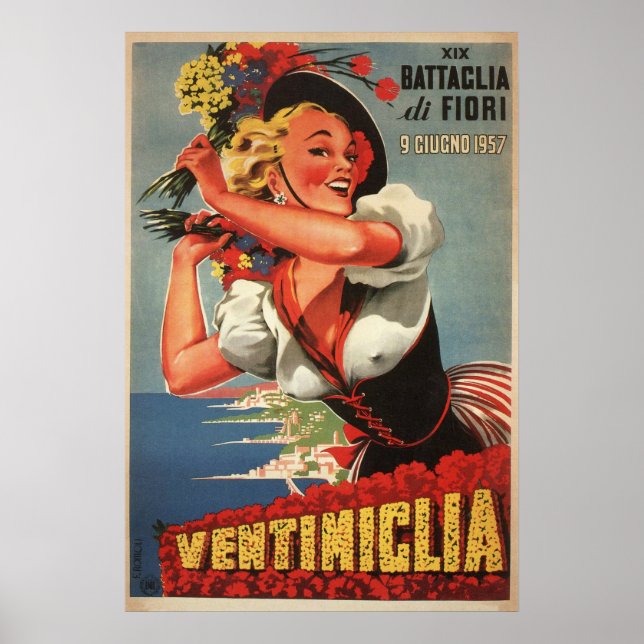 Ventimiglia, Italy Vintage Travel Poster (Front)