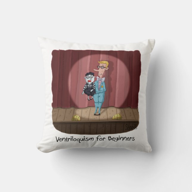 Ventriloquism for Beginners funny Birthday card Throw Pillow (Front)