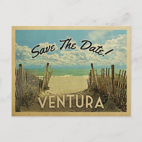 Ventura Beach Vintage Save The Date Announcement Postcard