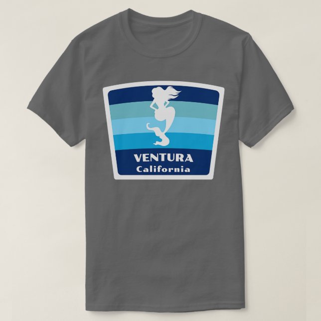 Ventura California CA Beach Swimming Mermaid Silho T-Shirt (Design Front)