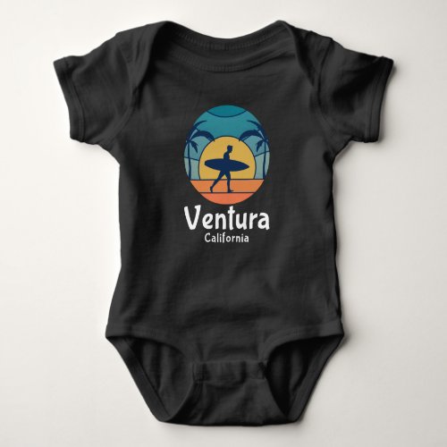 Ventura California CA Surfing Surfer Vintage Sunse Baby Bodysuit