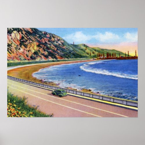 Ventura California Oil Wells Off Shore Poster