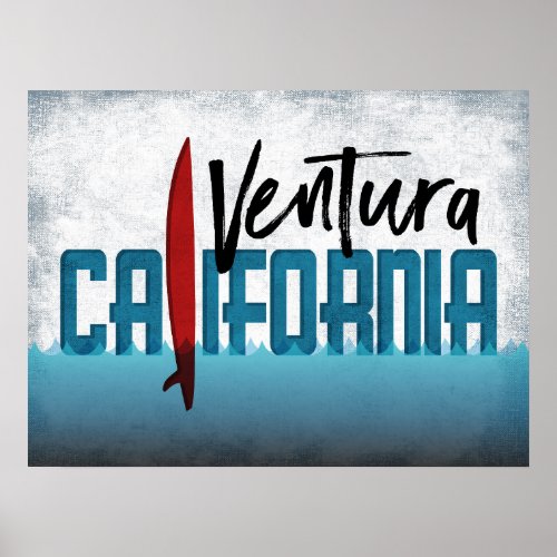Ventura California Surfboard Surfing Poster