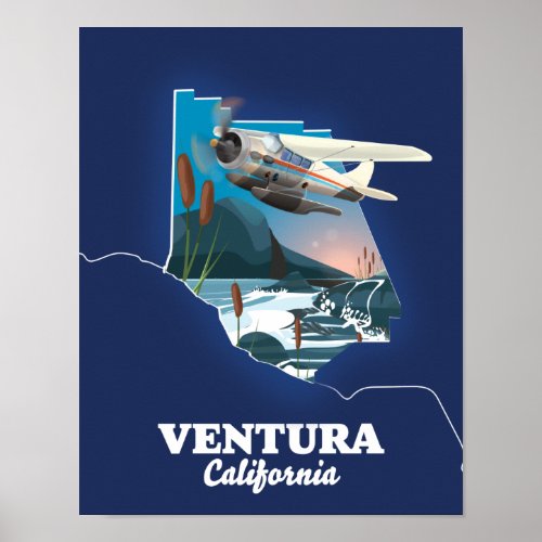 Ventura California travel map Poster