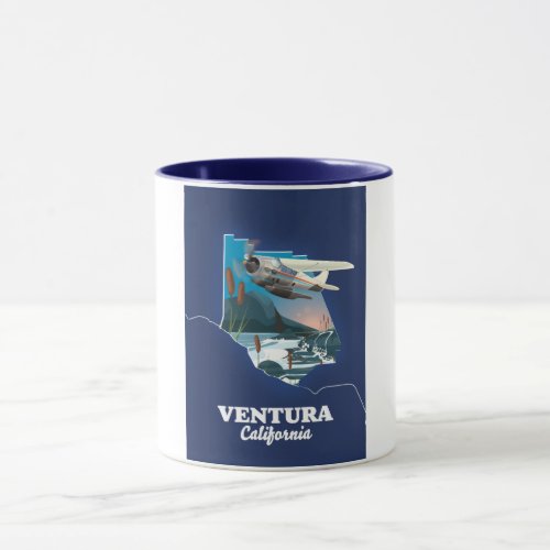 Ventura California travel map Table Number Mug