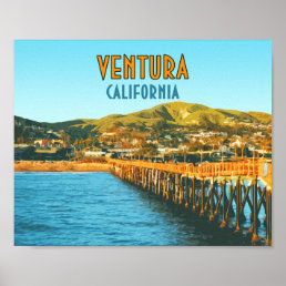 Ventura Pier Beach California Vintage Poster