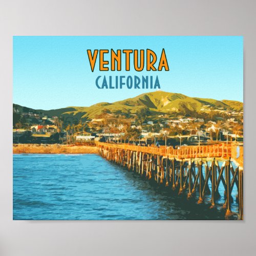 Ventura Pier Beach California Vintage Poster