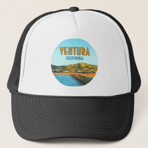Ventura Pier Beach California Vintage Trucker Hat