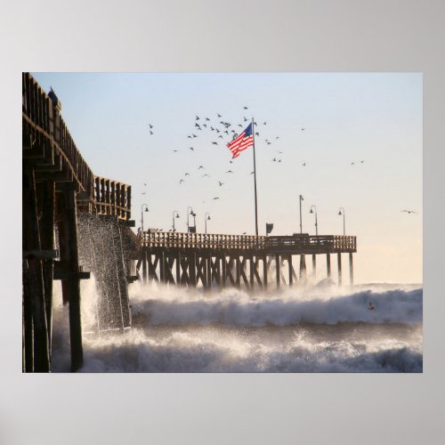 Ventura Pier Waves  El Nino Poster