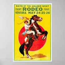 Ventura Rodeo, 1933. Vintage Advertising Poster