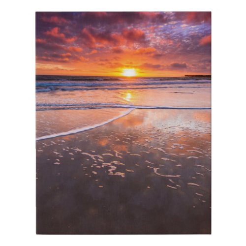 Ventura State Beach At Sunset Faux Canvas Print