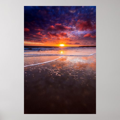 Ventura State Beach At Sunset Poster