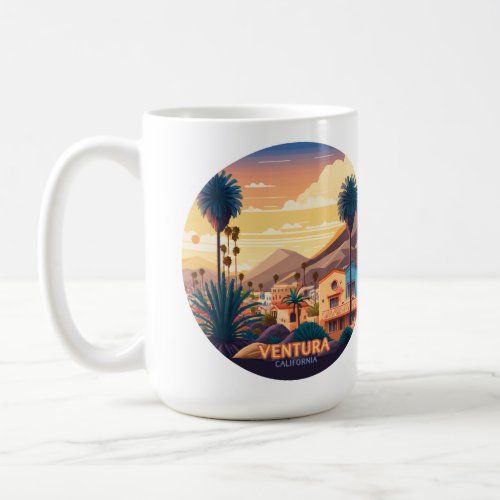 Ventura Sunset Mountains Southern California Retro Coffee Mug
