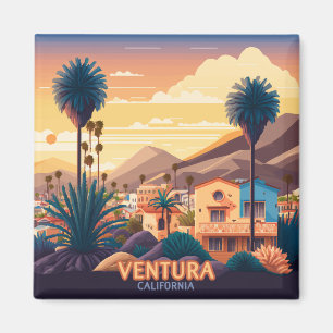 Ventura Sunset Mountains Southern California Retro Magnet