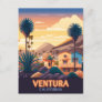 Ventura Sunset Mountains Southern California Retro Postcard