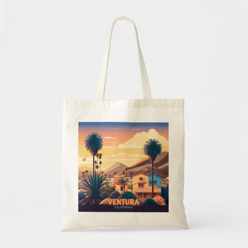 Ventura Sunset Mountains Southern California Retro Tote Bag