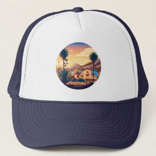 Ventura Sunset Mountains Southern California Retro Trucker Hat