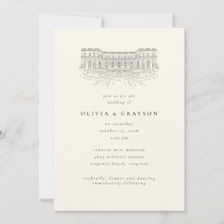 Venue Illustration Old Money Aesthetic, Wedding Invitation