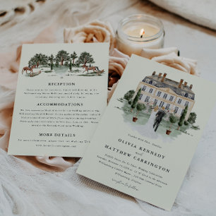 Venue, Old Money Aesthetic, Ivory Wedding Invitation