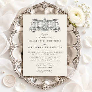 Venue, Old Money Aesthetic, Ivory Wedding Invitation