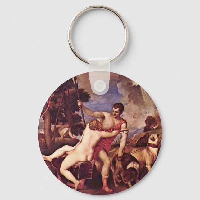 Venus And Adonis,  By Tizian Keychain (Front)