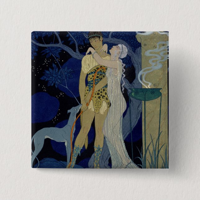 Venus and Adonis (colour litho) Button (Front)