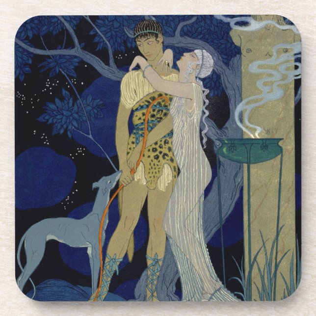 Venus and Adonis (colour litho) Drink Coaster (Front)