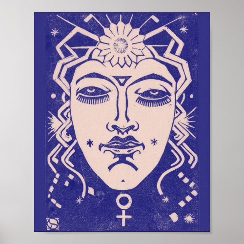 Venus Aphrodite Goddess of Love Mythology Blue Poster