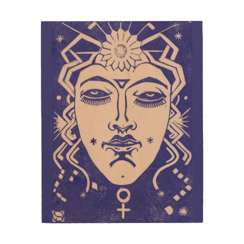 Venus Aphrodite Goddess of Love Mythology Blue Wood Wall Art